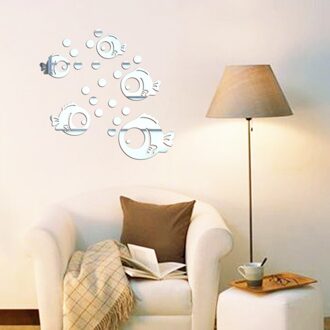 Spiegel Sticker Bubble Vis Pegatina Espejo Diy Acryl Muursticker Moderne Muurstickers Home Decor Woonkamer D90920 Zilver