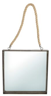 Spiegel vierkant staal touw 46x46x4cm