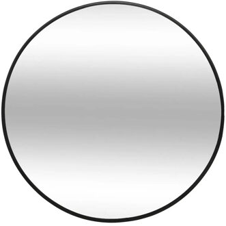 Spiegel/wandspiegel - rond - Dia 38cm - metaal/glas - zwart - Spiegels