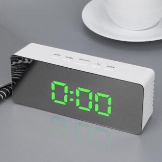 Spiegel Wekker Multi Functionele Digitale LED Spiegel Klokken Slaapkamer Desktop Decoratie Alarm Night Lights Thermometer Klok groen
