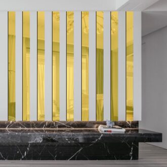 Spiegel Zelfklevende Stickers 10Pcs Gestreepte Spiegel Sticker Kristal Behang Diy 3D Muurtattoo Woonkamer Badkamer decoratie Goud