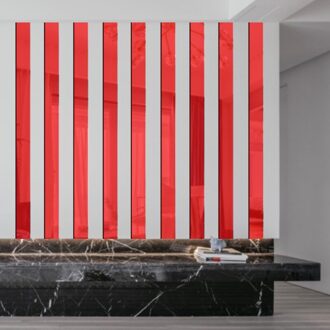Spiegel Zelfklevende Stickers 10Pcs Gestreepte Spiegel Sticker Kristal Behang Diy 3D Muurtattoo Woonkamer Badkamer decoratie Rood