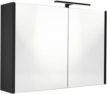 Spiegelkast Best Design Happy Black Incl. LED verlichting 100x60 cm Mat Zwart