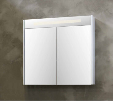 Spiegelkast BWS Salt 1 Deur Met LED 74x50 cm Incl. Planchetten Ice White Wit