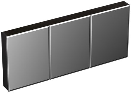 Spiegelkast Forzalaqua Uni 160x68.5x12.5 Cm 3 Deuren Tweezijdig Spiegel Eiken Black Oiled Zwart