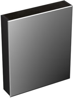 Spiegelkast Forzalaqua Uni 59.5x68.5x12.5 Cm 1 Deur Links Tweezijdig Spiegel Eiken Black Oiled Zwart