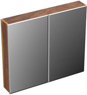 Spiegelkast Forzalaqua Uni 80x12.5x68.8 Cm 2 Deuren Tweezijdig Spiegel Noten Pure Walnut Bruin