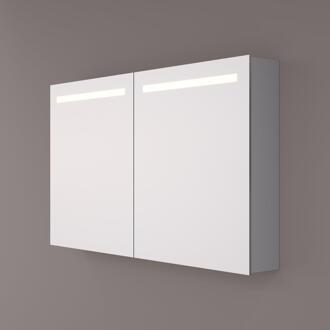 spiegelkast - Horizontale LED Banen 100 x 70 x 14 cm - Spiegelverwarming - 2x Geaard Stopcontact - Verstelbare Glazen Planchetten