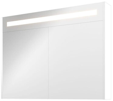 Spiegelkast Premium met geintegreerde LED verlichting, 2 deuren 100x14x74cm Mat wit 1809455 Wit mat