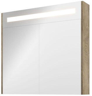 Spiegelkast Premium met geintegreerde LED verlichting, 2 deuren 80x14x74cm Raw oak 1809401 Raw Oak (Hout)