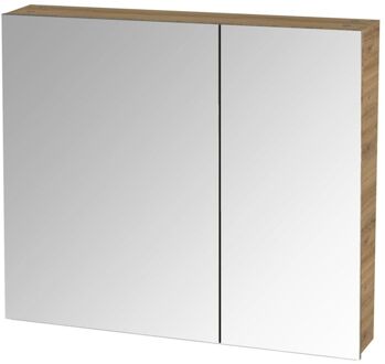 Spiegelkast S-line 80cm Met 2 Enkelzijdige Spiegeldeuren Chalet Eik