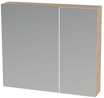 Spiegelkast S-line 80cm Met 2 Enkelzijdige Spiegeldeuren Naturel Eik