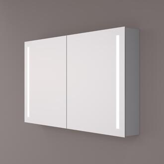 spiegelkast - Verticale LED Banen 60 x 70 x 14 cm - Spiegelverwarming - Geaard Stopcontact - Verstelbare Glazen Planchetten