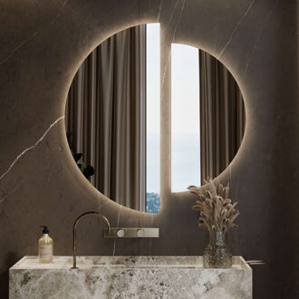 Spiegels Martens & Meijer Moon 2 Halve Cirkels met Indirecte Verlichting (Alle Maten) Helder glas