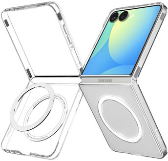 Spigen AirSkin Backcover MagSafe voor de Samsung Galaxy Z Flip 7 - Clear / White Wit