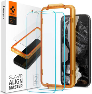Spigen AlignMaster Full Cover Screenprotector 2 Pack voor de Google Pixel 8a Transparant
