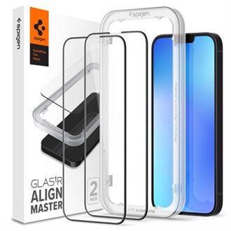 Spigen AlignMaster Full Screenprotector 2 Pack voor de iPhone 13 / 13 Pro - Zwart Transparant