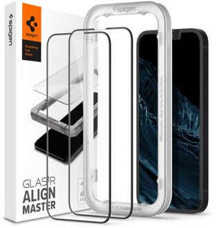 Spigen AlignMaster Full Screenprotector 2 Pack voor de iPhone 13 / 13 Pro - Zwart Transparant