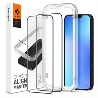 Spigen AlignMaster Full Screenprotector 2 Pack voor de iPhone 13 Pro Max - Zwart Transparant