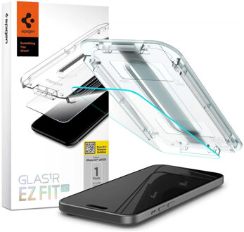Spigen EZ Fit Glas.tR met Applicator - 1 pack voor de Apple iPhone 15 Transparant