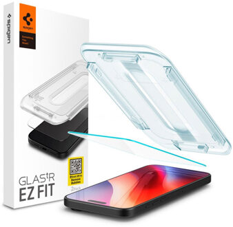 Spigen EZ Fit Glas.tR met Applicator - 1 pack voor de Apple iPhone 16 Pro Transparant