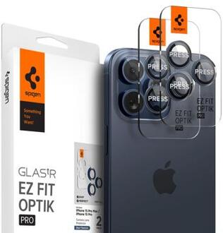 Spigen Glas.tR Ez Fit Optik Pro iPhone 14 Pro/14 Pro Max/15 Pro/15 Pro Max Lens Glazen Protector - Titaniumblauw