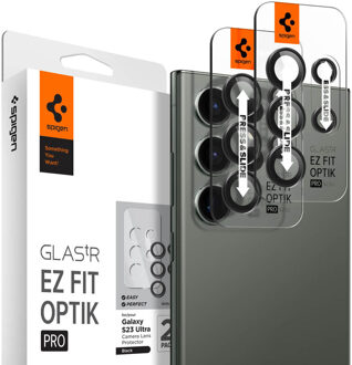 Spigen GLAStR Camera Protector Glas 2 Pack voor de Samsung Galaxy S23 Ultra - Zwart