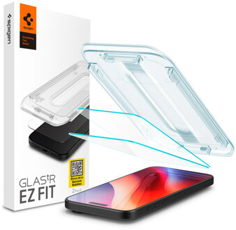Spigen GLAStR EZ Fit Screenprotector 2 Pack + Applicator voor de Apple iPhone 16 Pro Max / 17 Pro Max Transparant