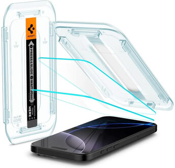 Spigen GLAStR EZ Fit Screenprotector 2 Pack + Applicator voor de Apple iPhone 17 / 17 Pro / 16 Pro Transparant