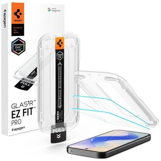Spigen GLAStR EZ Fit Screenprotector 2 Pack + Applicator voor de Google Pixel 10a Transparant