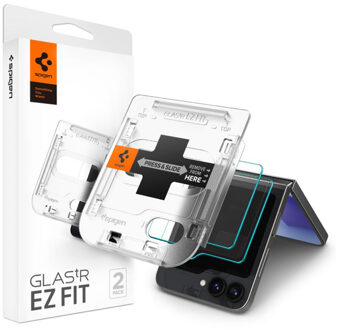 Spigen GLAStR EZ Fit Screenprotector 2 Pack + Applicator voor de Samsung Galaxy Z Flip 6 / Flip 7 FE Transparant