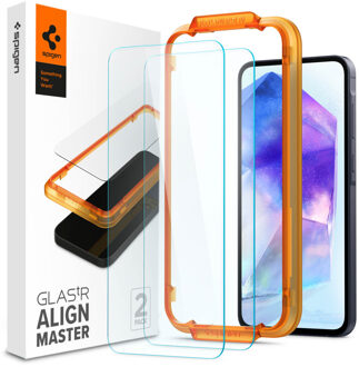 Spigen GLAStR EZ Fit Screenprotector + Applicator voor de Samsung Galaxy A55 Transparant
