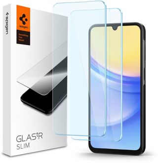 Spigen GLAStR Slim Screenprotector + Applicator 2-pack voor de Samsung Galaxy A25 (5G) Transparant