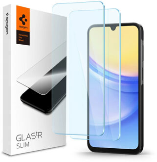 Spigen GLAStR Slim Screenprotector + Applicator 2-pack voor de Samsung Galaxy A25 (5G) Transparant