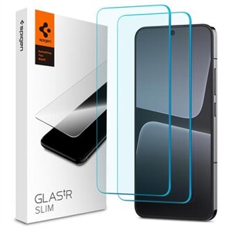 Spigen GLAStR Slim Screenprotector + Applicator 2-pack voor de Xiaomi 13 Transparant