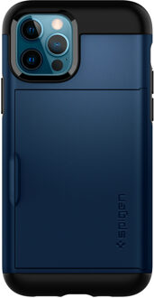 Spigen iPhone 12 Hoesje - Back Case Slim Armor Blauw