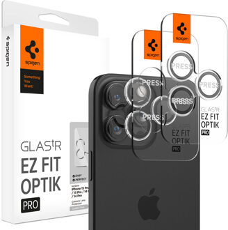 Spigen Optik Lens Protector - Full Camera bescherming (2-pack) voor de Apple iPhone 15 Pro / 15 Pro Max Transparant