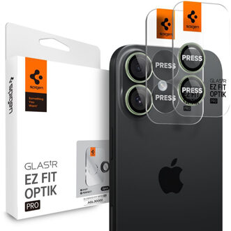 Spigen Optik Pro EZ Fit Lens Protector - Cameralens bescherming (2-pack) voor de Apple iPhone 17 / 16 Plus - Groen