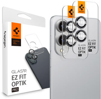 Spigen Optik Pro EZ Fit Lens Protector - Cameralens bescherming (2-pack) voor de Samsung Galaxy S25 Edge Transparant