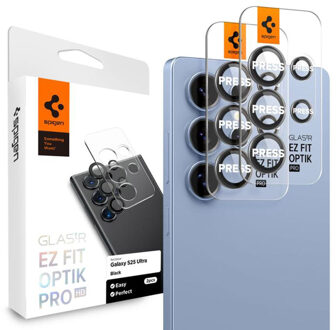 Spigen Optik Pro EZ Fit Lens Protector - Cameralens bescherming (2-pack) voor de Samsung Galaxy S25 Ultra Transparant