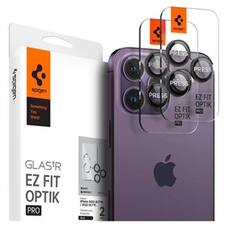 Spigen OPTIK.TR EZ.FIT Cameralens Glass geschikt voor iPhone 14 Pro / 14 Pro Max / iPhone 15 / 15 Pro Max - 2 pack zwart