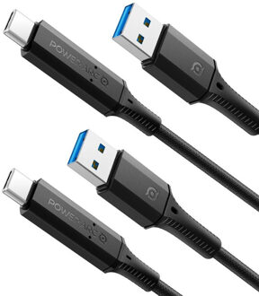 Spigen PowerArc gevlochten USB kabel - USB-A naar USB-C - 1 meter - Zwart - Duopack - 1m