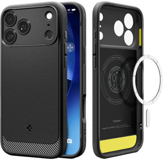 Spigen Rugged Armor Backcover MagSafe voor de Apple iPhone 17 Pro - Matte Black Zwart