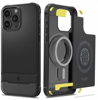 Spigen Rugged Armor Backcover MagSafe voor de iPhone 15 Pro Max - Zwart