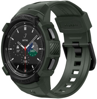 Spigen Rugged Armor™ Pro Case voor de Samsung Galaxy Watch 4 - 46 mm - Military Green Groen