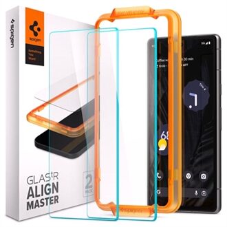 Spigen Screen Protector geschikt voor Google Pixel 7a - Spigen AlignMaster Full Cover Glass - 2 Pack zwart