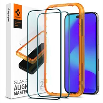 Spigen Screen Protector geschikt voor iPhone 14 Pro Max - Spigen AlignMaster Full Cover Glass - 2 Pack zwart