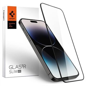 Spigen Screen Protector geschikt voor iPhone 14 Pro Max - Spigen Full Cover Glass - Zwart