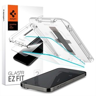 Spigen Screen Protector geschikt voor iPhone 14 Pro Max - Spigen Glass Met Montage Frame EZ FIT - 2 Pack transparant