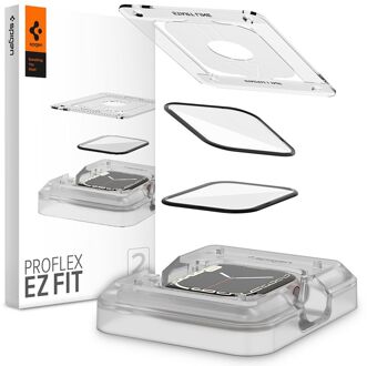 Spigen Screenprotector geschikt voor Apple Watch 45mm - Proflex EZ Fit 2 stuks - Zwart